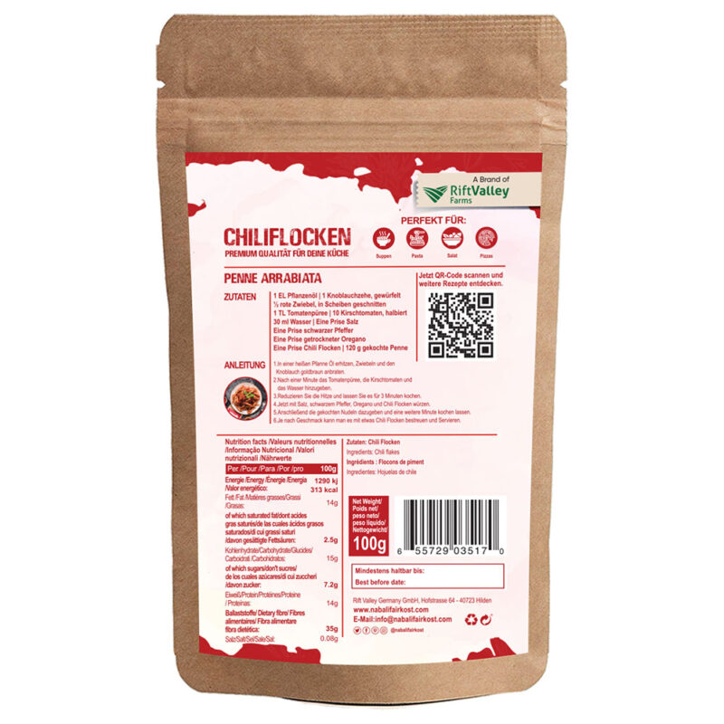 Chilliflocken Entdecken Sie Pul Biber Chiliflocken von Nabali Fairkost, nachhaltig angebaut und direkt aus Tunesien. Mit ihrem intensiven Aroma und der milden Schärfe verfeinern sie eine Vielzahl von Gerichten. Unsere fair gehandelten Gewürze werden in Kooperation mit Roots Natural sorgfältig verarbeitet und bieten höchste Qualität. Perfekt für Fleisch, Gemüse, Suppen und mehr – im praktischen wiederverschließbaren Beutel!